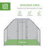 Chicken Run Outdoor, Galvanized Large Metal Chicken Coop Cage, Walk-in Enclosure Poultry Hen Run House Playpen Rabbit Hutch with Flat Roof, Cover, 9.2'x6.2'x6.5', Silver