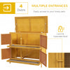 Wood Rabbit Hutch with 2 Large Main House, Ramp, Trays, Yellow