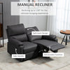 2 Seater Reclining Chair, Loveseat Recliner Sofa with Footrest and Split Backrest, Dark Grey