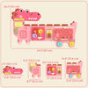 Qaba Busy Board Panels wall mounted Montessori Sensory Toys dinosaur center 87 x 52 x 5.5 cm Pink