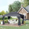 13' x 10' Patio Gazebo Canopy with 2-Tier Polyester Roof, Vented Mesh Sidewall & Strong Aluminum Frame