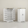 Farmhouse Kitchen Pantry Storage Cabinet, Kitchen Pantry Cabinet with Doors and Adjustable Shelves, Cream White