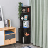 5-Tier Corner Bookcase, Storage Bookshelf, Freestanding Display Shelves with Open Compartments and Cabinet for Home Office, Living Room, Study, Black