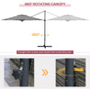 10 FT Cantilever Umbrella, Aluminum Hanging Offset Umbrella with 360°Rotation, Crank, Tilt, Cross Base, Grey