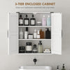 Bathroom Wall Cabinet, Wall Mounted Medicine Cabinet with Barn Doors and Adjustable Shelves, Over The Toilet, White