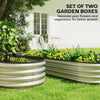 2Pcs Galvanized Raised Garden Bed, 6 x 2 x 1 ft Modular Metal Garden Beds with Rubber Strip Edging, Silver