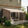 10' x 13' Outdoor Pergola, Wall Mounted Hardtop Lean-to Gazebo with 2 Curtains and 2 Nettings, UV Resistant, for Patio, Deck, Khaki