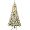 7.5ft Artificial Prelit Christmas Tree with Warm White LED Light, Snow Flocked Branches, Metal Base, Xmas Tree