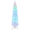 6ft Christmas Tree with Colourful DIY Synchronized LEDs, Hinged Pencil Xmas Tree with Remote, Daily Timer, White