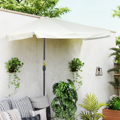 Parasol de patio demi-rond de 7,5 pi avec manivelle, évent supérieur pour jardin, balcon - BASE NON INCLUSE, crème