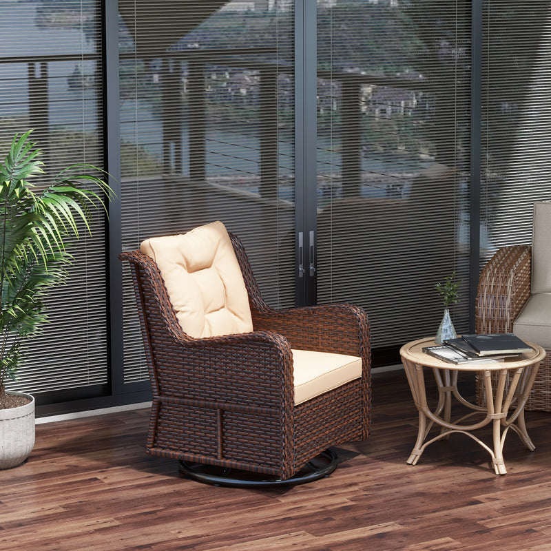 PE Rattan 360° Swivel Patio Chair with Cushion