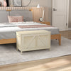 Storage Trunk Box Organizer with Farmhouse Panel Safety Hinge to Open Up 100° Natural