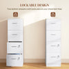 Vertical Filing Cabinet with Lock, 4 Drawer File Cabinet with Adjustable Hanging Bar for A4 and Letter Size, White