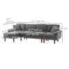 L-Shape Sofa, Modern Sectional Couch with Changeable Chaise Lounge, Pillows and Wooden Legs for Living Room