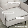 Accent Chair, Upholstered Armchair with Tufted Back Cushion and Steel Legs for Living Room, Bedroom, Cream White