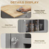 Rolling Kitchen Cart with Drawer and Glass Door Cabinet, Kitchen Island on Wheels with Towel Rack, Dark Grey
