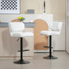 Swivel PU Leather Barstools Set of 2 Adjustable Bar Stools with Footrest Back for Kitchen Counter Dining Room White