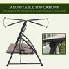 3 Seater Porch Swing Convertible Swing Chair Bed Cushioned, Light Brown