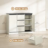 Buffet Cabinet with Soft-Close Hinges, Modern Sideboard with 3 Drawers and 2 Adjustable Shelves, White Wood Grain
