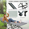 Folding Camping Cot with Mat & Pillow, Double Layer Oxford Heavy Duty Sleeping Cot with Carry Bag Light Grey