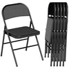 Set of 6 Metal Foldable Chairs, PU Leather Padded Folding Chairs with Cushion Seat and Open Back for Indoor, Black