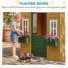 Qaba Outdoor Playhouse, Wooden Kids Playhouse with Door, 3 Windows, 2 Flower Boxes for Garden, Indoor Playroom, Ages 3–8, Brown