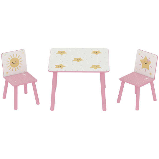 3-Piece Kids Table and Chair Set with Animal Pattern for Boys and Girls Aged 3-8, Bedroom, Nursery, Playroom, Green