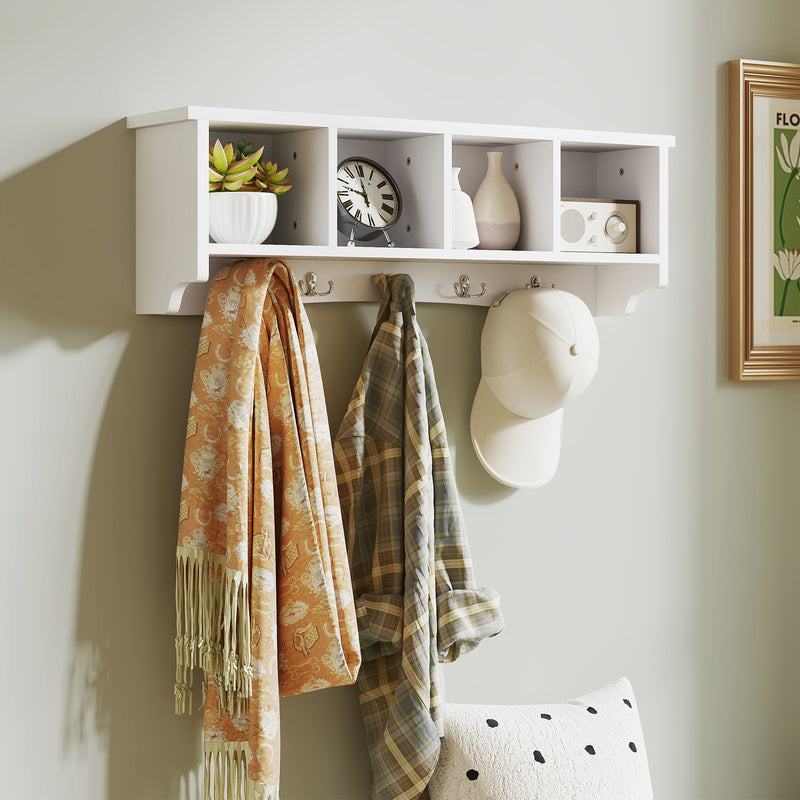 Coat Rack Wall Mount with Shelf, 28
