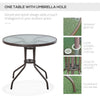 6 Pieces Outdoor Dining Set for 4 with Umbrella Patio Outdoor Furniture Set with Round Table 4 Folding Chairs Cream