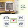 Cat Condo Wooden Indoor Cat House on Wheels with Cat Flap Door Platforms Hammock Openable Top for 2 Cats, Yellow