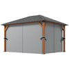 13' x 10' Hardtop Gazebo with Netting Sidewalls and Curtains, Galvanized Steel Outdoor Gazebo Canopy for Garden