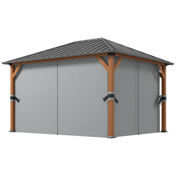 13' x 10' Hardtop Gazebo with Netting Sidewalls and Curtains, Galvanized Steel Outdoor Gazebo Canopy for Garden