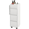 Slim Bathroom Cabinet, Bathroom Storage Cabinet with 4 Top Compartments, 3 Drawers & Towel Rack for Narrow Spaces, White