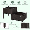 2 Piece Raised Garden Bed PP Raised Flower Bed Vegetable Herb Grow Box Stand Brown