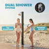 16 Gal Solar Heated Shower, 7.4 FT Outdoor Shower with 2 Shower Heads, Adjustable Temperature, Foot Faucet