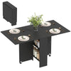 Extendable Dining Table, Collapsible Folding Table w/ 2-tier Shelves and Rolling Casters, Black
