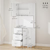 Freestanding Kitchen Buffet with Hutch Storage Organizer with 2 Door Cabinets, 3 Drawers and Open Countertop, Adjustable Shelf for Dining Room Pantry, White