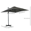 8' x 8' Square Patio Hanging Offset Umbrella with 360° Rotation, Aluminum Outdoor Cantilever Parasol with Crank & Tilt, Sun Canopy Shelter with Cross Base, Grey