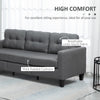 L-shaped Sofa, 3 Seater Couch with Ottoman, Corner Sofa with Thick Padded Cushion and Wood Legs, Dark Grey