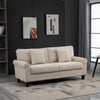 Modern 3 Seater Sofa, Corduroy Fabric 3 Seater Couch with Pine Wood Legs and Rolled Armrests for Living Room