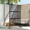 6.5FT Decorative Outdoor Divider, Metal Privacy Screen with Stand, Large Leaf Style, Black