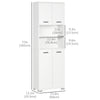 Bathroom Cabinet, Freestanding Linen Cabinet with Open Shelves and Cupboards, 23.6