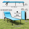 Outdoor Folding Lounge Chair, 4-Level Adjustable Chaise Lounge with Headrest, Tanning Chair Beach Bed, Reclining Lounger Cot for Camping, Hiking, Backyard, Sky Blue