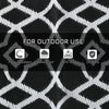 Reversible Outdoor Rug, Waterproof Plastic Straw RV Rug with Carry Bag, 9' x 18', Black and White Clover