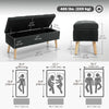 Storage Ottoman with Lid, Velvet Upholstered Storage Bench with Wood Legs for Living Room, Black