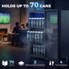 2.4 Cu.Ft Beverage Refrigerator, 70 Can Beverage Fridge Cooler with Double-Layer Glass Door