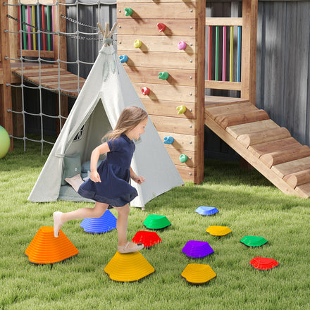 11PCs Non-Slip Stackable Kids Stepping Stones, Heart-Shaped
