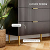 Modern Chest of Drawers 4 Drawer Dresser for Bedroom with Gold Legs and Handles, Black