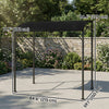 7' x 5' Garden Grill Canopy, BBQ Grill Gazebo Tent with Steel Frame and Hooks, Outdoor Sun Shade, Black