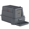80L XL Stainless Steel Cat Litter Box for Big Cats with Flip Cover, Pull-Out Drawer Tray, High Sided, Pedal, Dark Grey